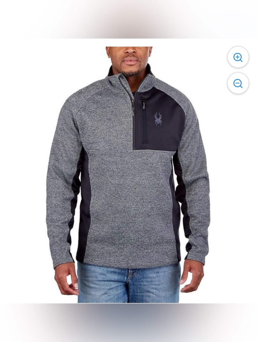 Spyder Men’s Black/Gray Knit 1/4 Zip Pullover Jacket Long Sleeve Size XL